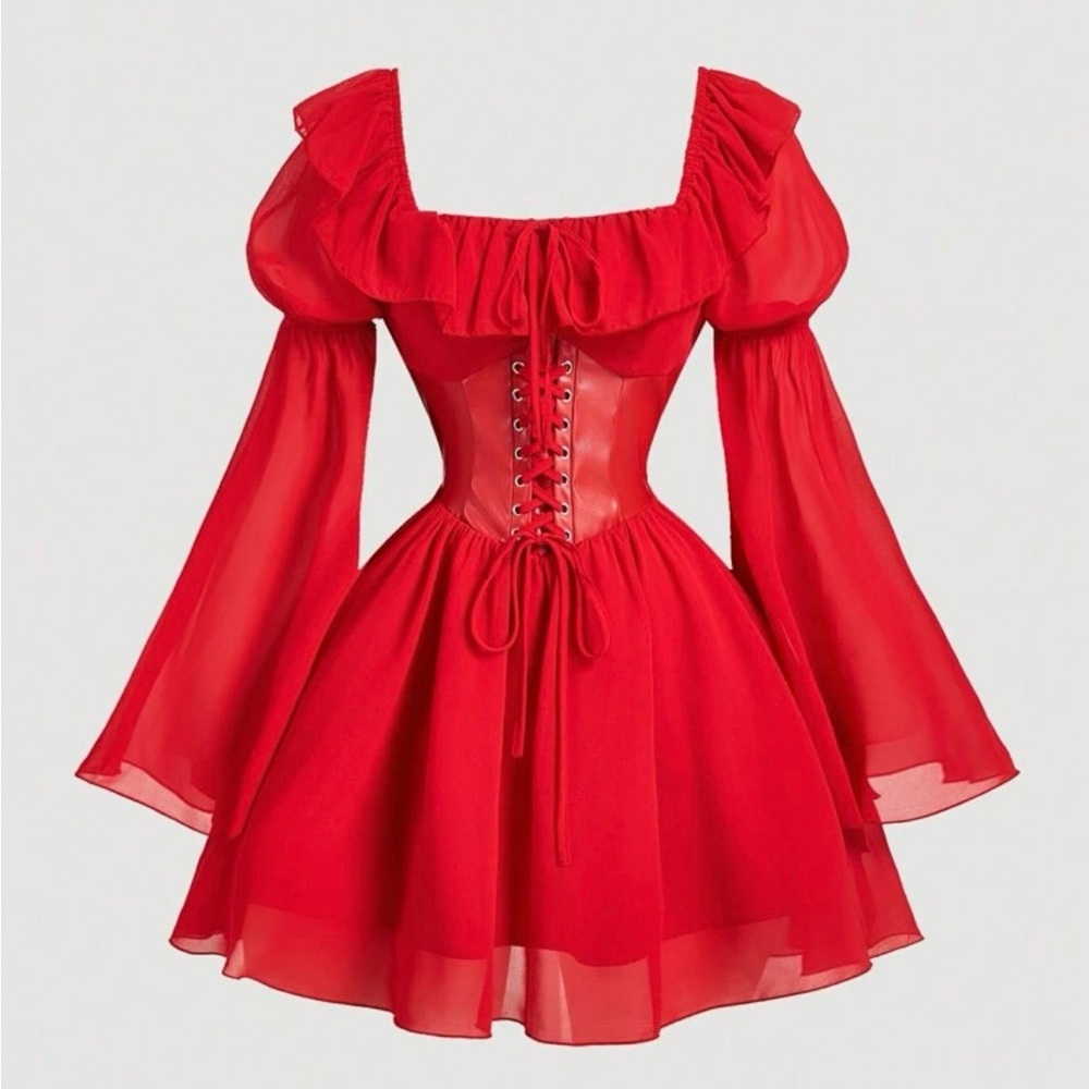 Fire Los Angeles Red Long Sleeve Dress